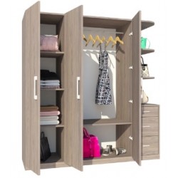 Tủ quần áo gỗ công nghiệp 3 cánh mở có kệ góc trang trí đẹp TQA19