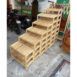 Mẫu kệ để giày dép nan gỗ cao su tự nhiên 3/4/5/6/7/8 tầng rộng 45/64/80cm giá rẻ