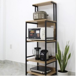Kệ lò vi sóng 5 tầng khung sắt đợt gỗ  KVS14