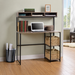 Bàn làm việc học tập chân sắt mặt gỗ liền giá sách BSK34