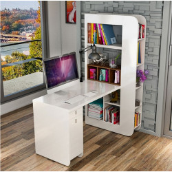 Mẫu bàn học gỗ liền kệ sách hiện đại BGK16