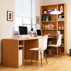 Bàn học đôi hai chỗ ngồi liền giá sách giá rẻ BGK25