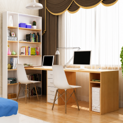 Bàn học đôi hai chỗ ngồi liền giá sách giá rẻ BGK25