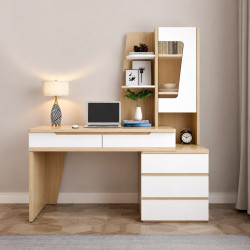 Bàn học làm việc gỗ có giá kệ sách BGK38