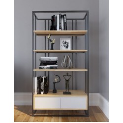 Tủ kệ sách khung sắt đợt gỗ cao su  KGS33