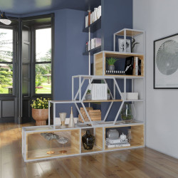 Giá kệ sắt đợt gỗ công nghiệp trang trí hình bậc thang KGS38