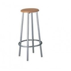 Ghế bar cafe tròn cao chân sắt đệm gỗ bar01