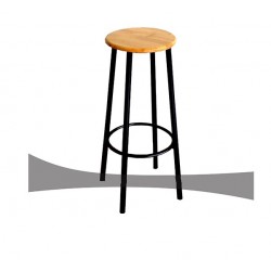 Ghế quán bar chân sắt cao mặt gỗ tròn BAR02
