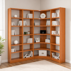 Mẫu kệ sách gỗ đứng đẹp góc chữ L KSG16