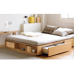 Giường hộp gỗ công nghiệp có kệ và ngăn kéo GCN14