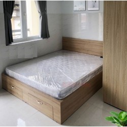 Giường gỗ công nghiệp 1m2x2m có ngăn kéo cuối giường GCN15