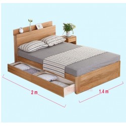 Giường ngủ gỗ công nghiệp 1m4 có ngăn và kệ đầu giường GCN24