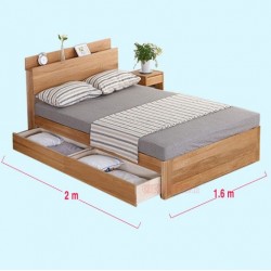 Giường phòng ngủ gỗ công nghiệp 1m6 có ngăn và kệ đầu giường GCN25