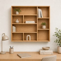 Kệ sách gỗ công nghiệp treo tường 100x120cm giá rẻ KTT09
