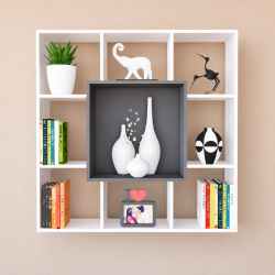 Giá kệ sách gỗ treo tường trang trí 120x120cm KTT10