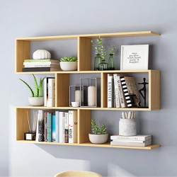 Giá kệ sách gỗ treo tường số 5 rộng đẹp KTT11