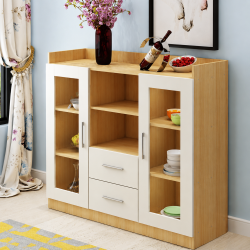 Mẫu tủ gỗ thấp cánh kính để đồ nhà bếp KVS232