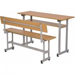 Bộ bàn ghế học sinh sinh viên hòa phát có tựa khung sắt mặt gỗ BSV101T