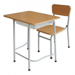 Bàn ghế học sinh khung sắt mặt gỗ cao 63 cm hòa phát BHS107-5