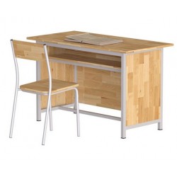 Bộ bàn ghế giáo viên hòa phát giá rẻ khung sắt mặt gỗ tự nhiên BGV101G