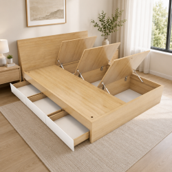 Giường ngủ gỗ có ngăn kéo cánh lật nhiều ngăn để đồ tiện ích GCN32