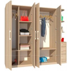 Tủ quần áo gỗ công nghiệp 4 cánh mở có kệ góc trang trí đẹp TQA22