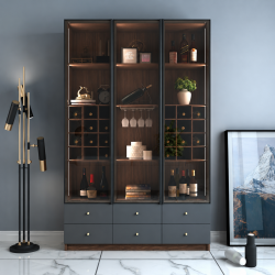 Tủ gỗ công nghiệp để rượu và đồ trang trí phòng khách đẹp TR25