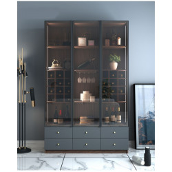 Tủ gỗ công nghiệp để rượu và đồ trang trí phòng khách đẹp TR25