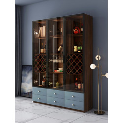 Tủ gỗ công nghiệp để rượu và đồ trang trí phòng khách TR25