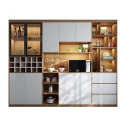 Tủ rượu bằng gỗ 3 khoang rộng 2,6m cao 2,2m làm tủ tường trang trí phòng khách TR32
