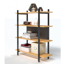 Kệ sách 3 tầng khung sắt đợt gỗ trang trí NT190 KS03-80