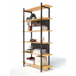 Kệ sách 5 tầng khung sắt đợt gỗ trang trí NT190 KS05-80