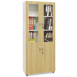 Tủ hồ sơ cao khung sắt sơn tĩnh điện cánh gỗ kính TSG04K-2