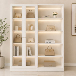 Tủ gỗ công nghiệp trưng bày túi xách mỹ phẩm có đèn LED TK17