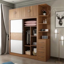 Tủ quần áo gỗ cánh lùa 2 tầng có kệ góc hiện đại TQA61