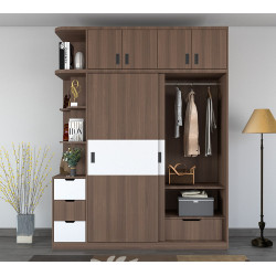 Tủ quần áo gỗ công nghiệp cánh lùa 2 tầng có kệ góc sang trọng TQA63
