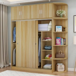 Tủ quần áo gỗ cánh lùa 2 tầng có kệ góc để đồ hiện đại TQA64