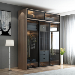 Tủ quần áo gỗ cánh nhôm kính lùa hiện đại sang trọng TQA77