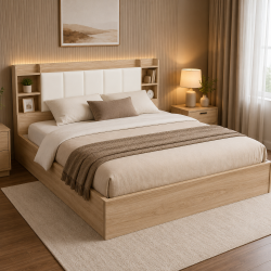 Giường ngủ gỗ công nghiệp có kệ đầu giường hiện đại GCN42