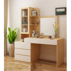 Bàn trang điểm gỗ hiện đại đẹp có tủ kính BTĐ05