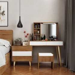 Bàn trang điểm chân gỗ đẹp thông minh BTĐ06