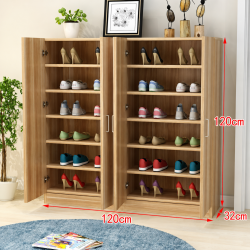 Tủ gỗ công nghiệp 2 khoang 4 cánh mở để giày dép KĐG61