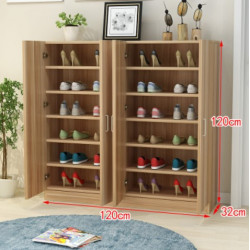 Tủ gỗ công nghiệp 2 khoang 4 cánh mở để giày dép KĐG61