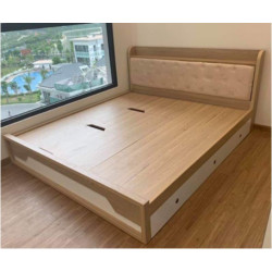 Giường ngủ gỗ 3 ngăn kéo rộng 1m6 bọc nệm GCN50