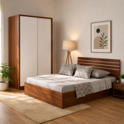 Giường ngủ gỗ công nghiệp đầu kẻ chỉ bạc đẹp giá rẻ GCN57