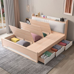 Giường ngủ gỗ thông minh cánh lật 3 ngăn kéo đẹp hiện đại GCN60