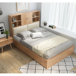 Giường ngủ gỗ 1m2 có 3 ngăn kéo kết hợp tủ kệ sách GCN61