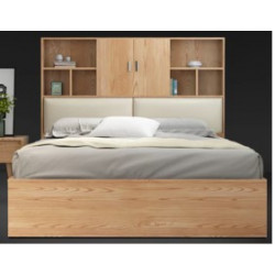 Giường ngủ gỗ 1m2 có 3 ngăn kéo kết hợp tủ kệ sách GCN61