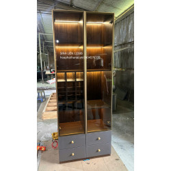 Tủ rượu gỗ có đèn led trang trí cánh kính mở TR40