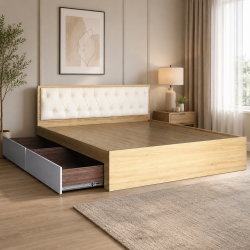 Giường ngủ gỗ công nghiệp 2 ngăn kéo sang trọng hiện đại GCN53